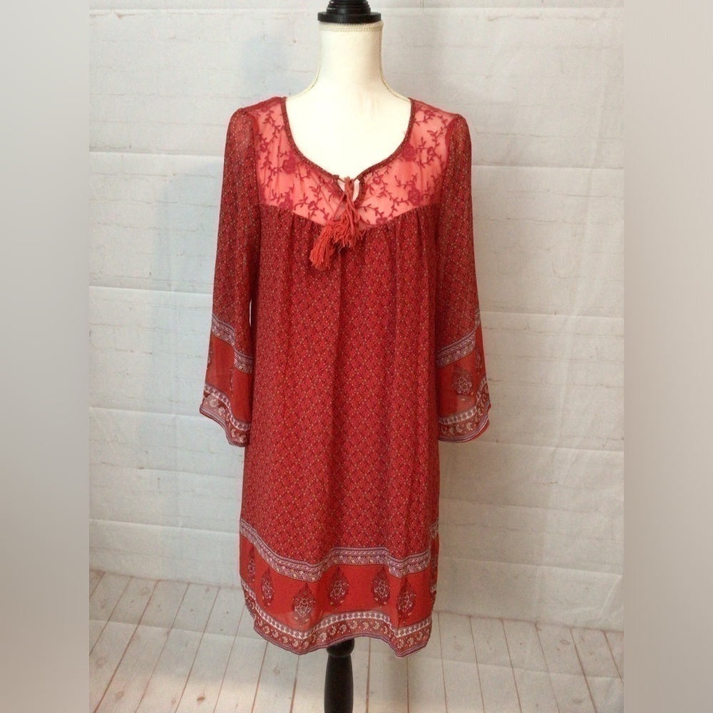 XL Red Ladies Dress long sleeve (0123)